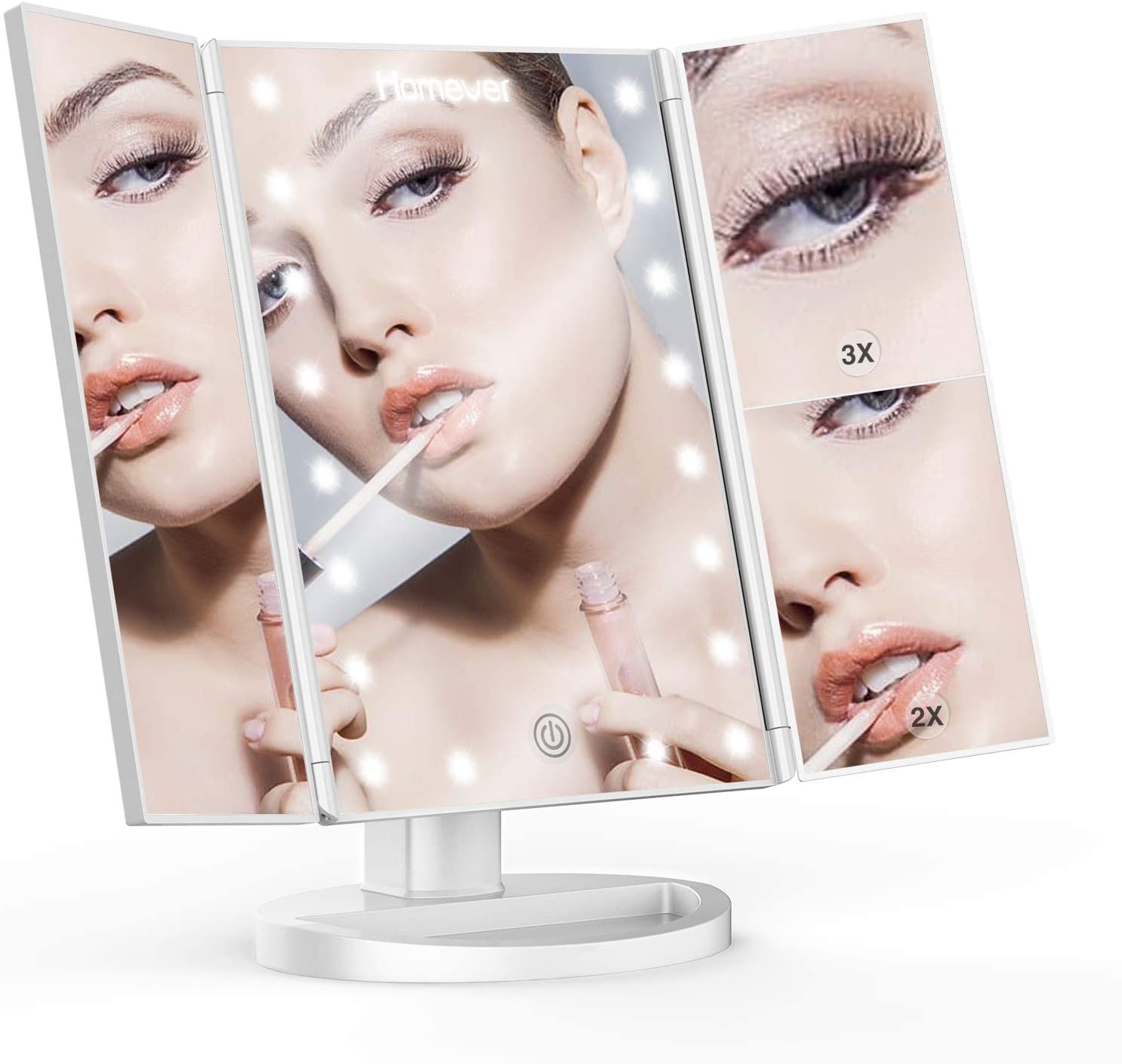 Makeup Mirror with Light, HOMEVER 3X 2X 1X Magnifying Vanity Mirror